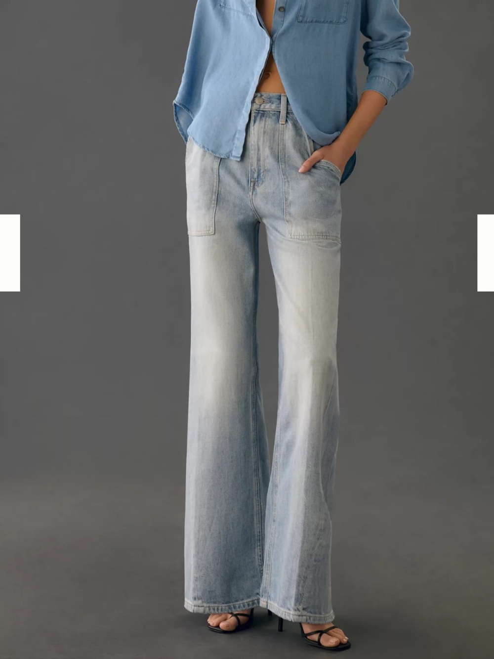 pistola Light Wash Wide Leg Flare Jeans